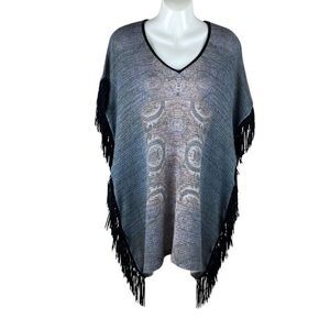 Boho Fringe Trim Poncho